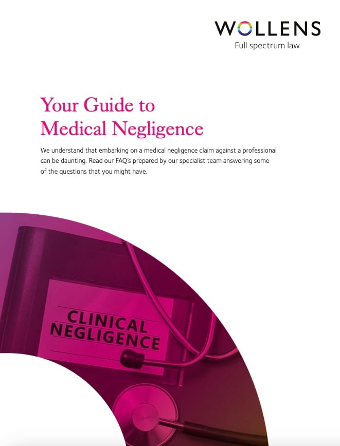 Cover of the Wollens Your Guide to Medical Negligence